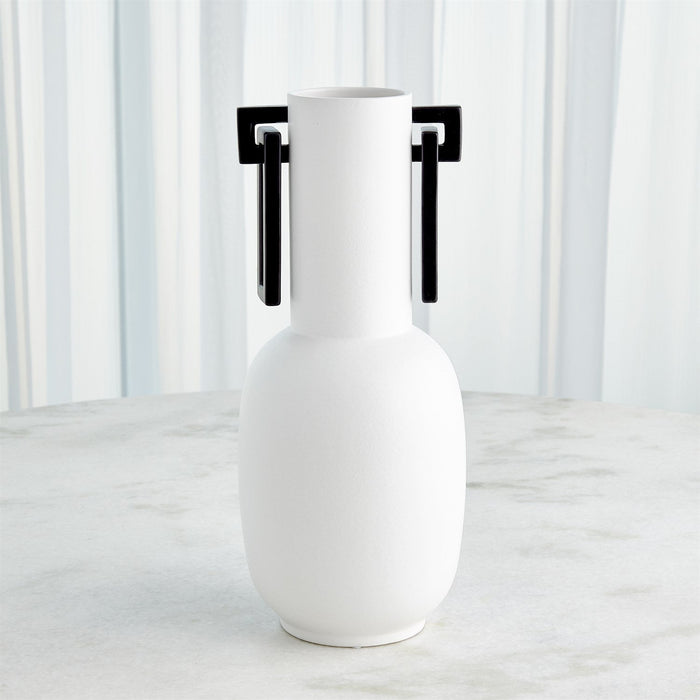 Global Views Grecian Handled Vase - Matte White