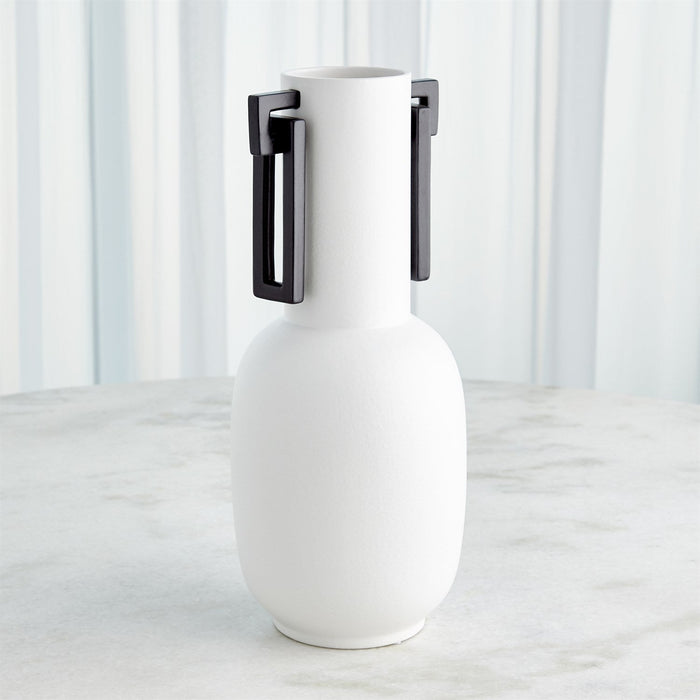 Global Views Grecian Handled Vase - Matte White