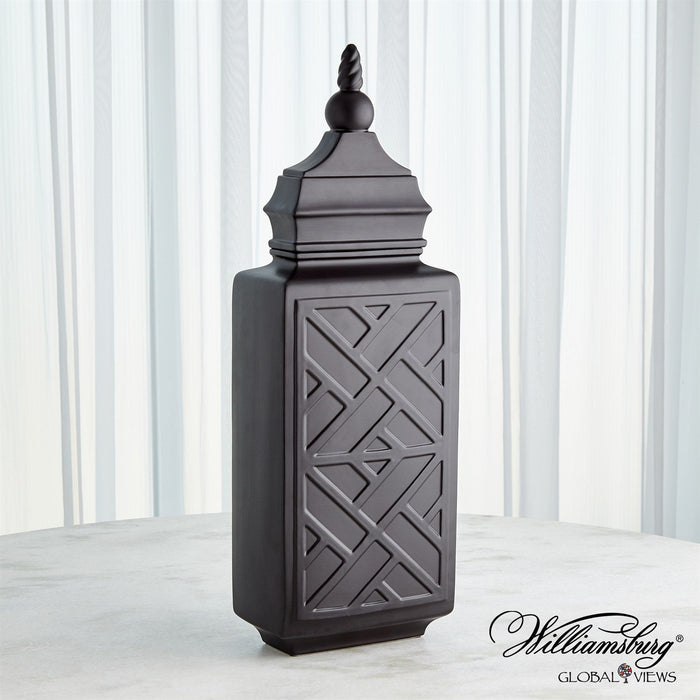 Global Views Chinoiserie Jar - Matte Black