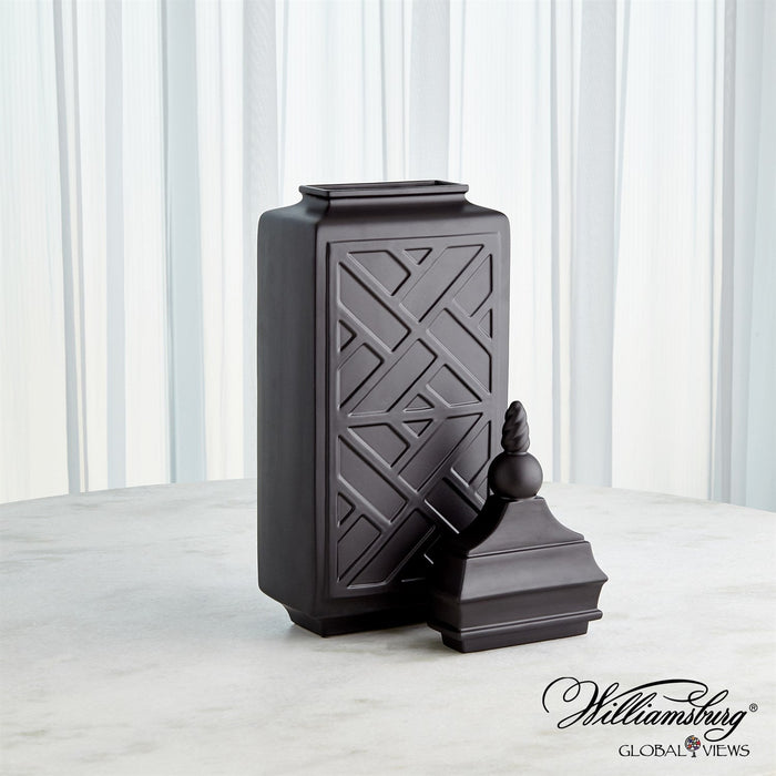 Global Views Chinoiserie Jar - Matte Black