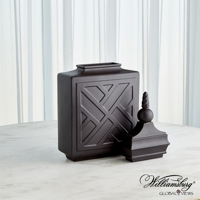 Global Views Chinoiserie Jar - Matte Black