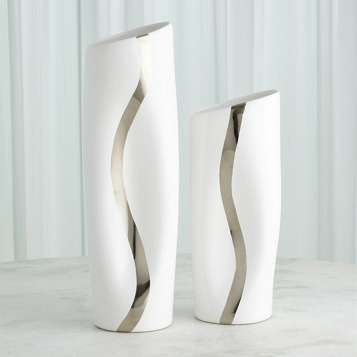 Global Views Loose Stripe Vase - Platinum