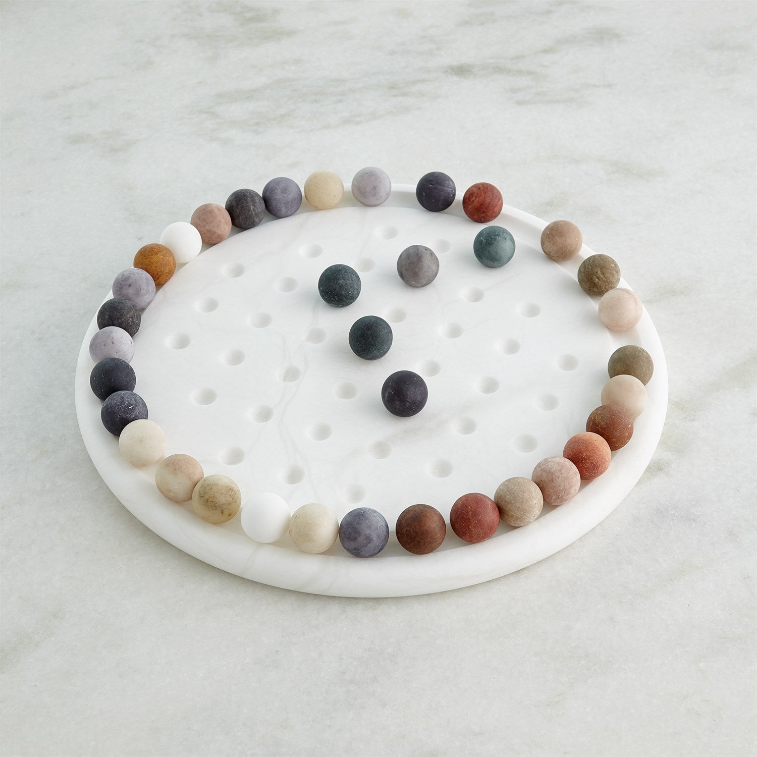 Global Views Alabaster Solitaire Game Set