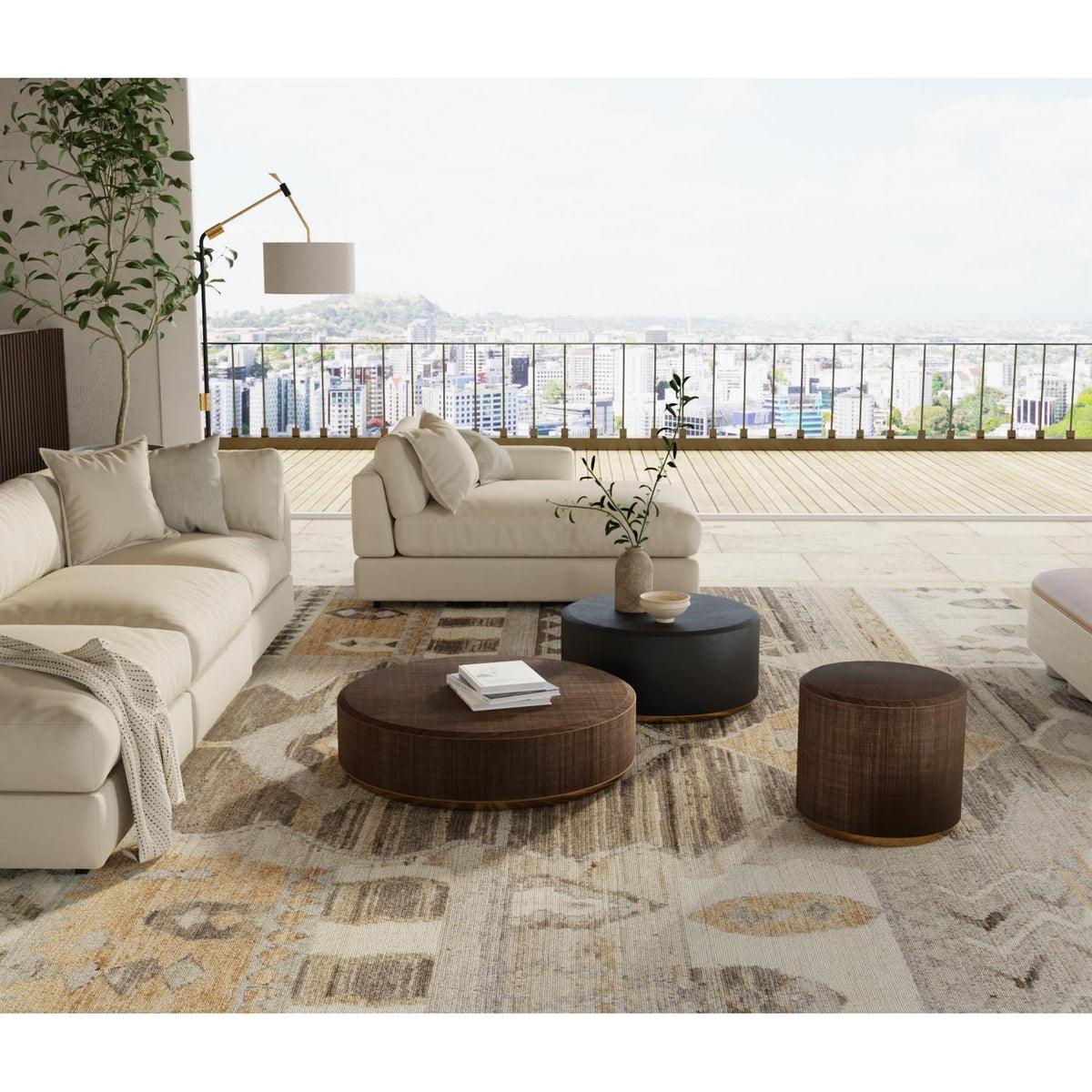 Feizy Kasbah 69FZF Transitional Moroccan Rug in Ivory/Gray/Orange