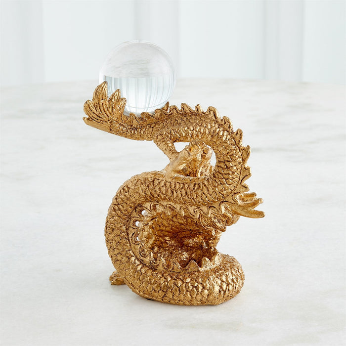 Global Views Dragon Holding Sphere - Gold Leaf