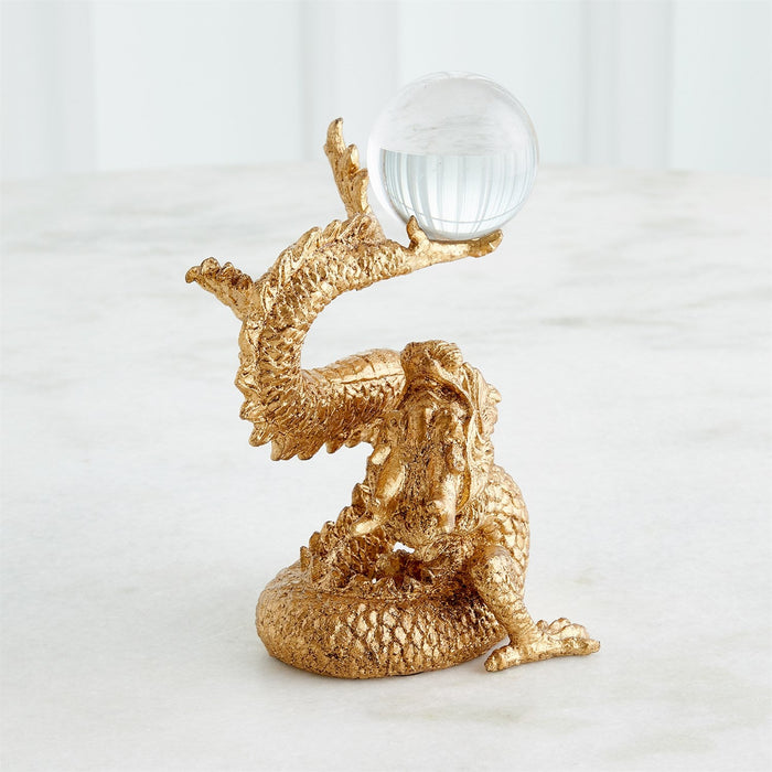 Global Views Dragon Holding Sphere - Gold Leaf