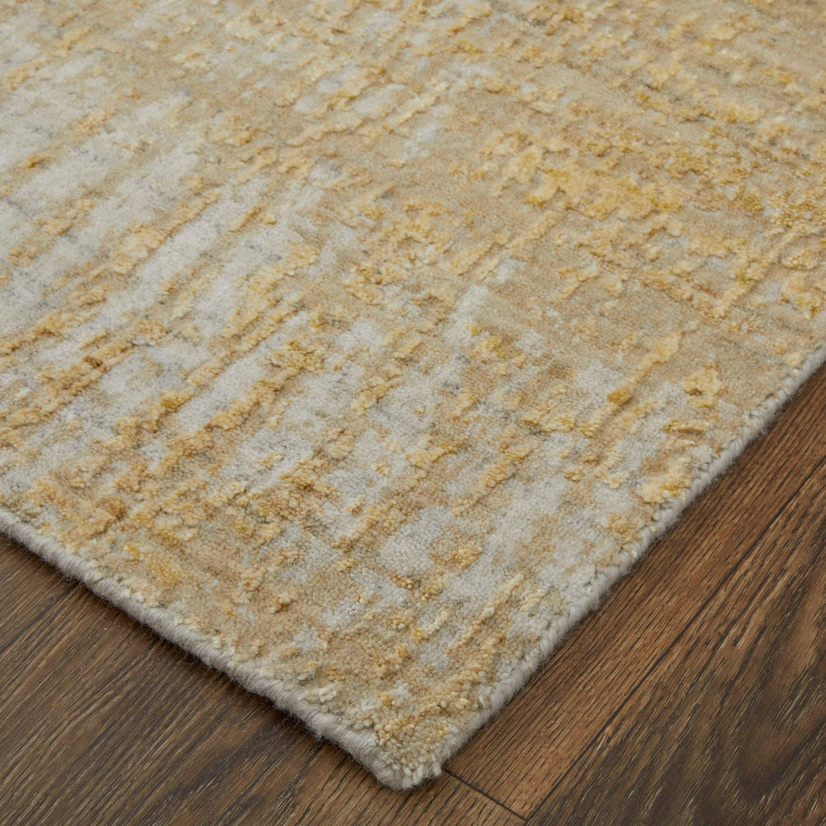 Feizy Eastfield 69FRF Modern Abstract Rug in Yellow/Ivory/Gold