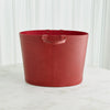 Global Views Oversized Oval Leather Basket - Deep Red