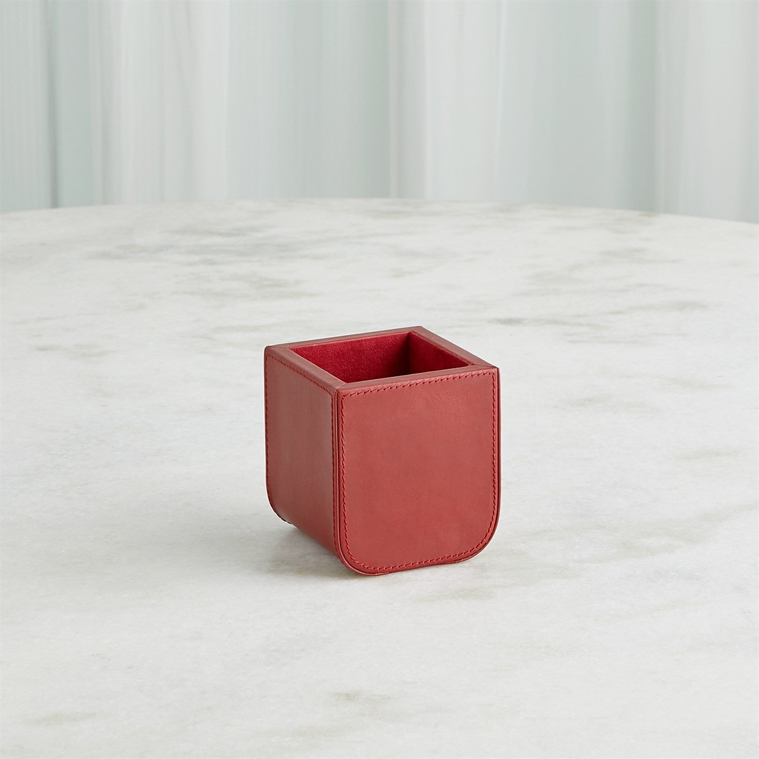 Global Views Radius Edge Leather Desk Accessories - Deep Red