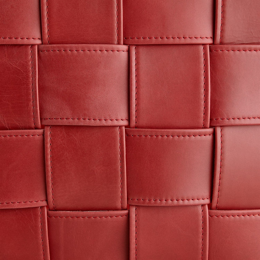Global Views Soft Woven Leather Basket - Deep Red