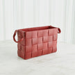 Global Views Soft Woven Leather Basket - Deep Red