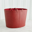 Global Views Oversized Oval Leather Basket - Deep Red