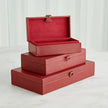 Global Views Marbled Leather D Ring Box - Deep Red
