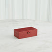 Global Views Marbled Leather D Ring Box - Deep Red