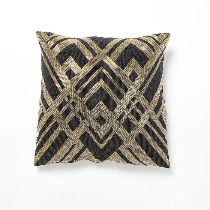 Global Views Woven Lines Pillow - Black/Gold