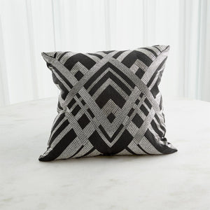 Global Views Woven Lines Pillow - Black/Silver