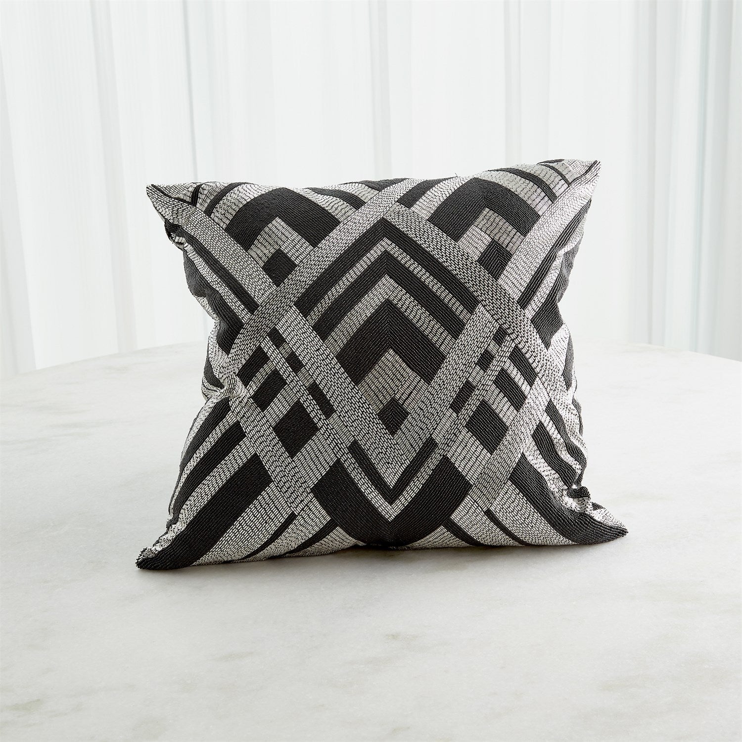 Global Views Woven Lines Pillow - Black/Silver