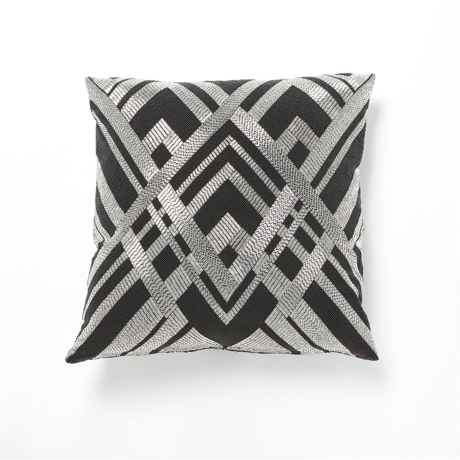 Global Views Woven Lines Pillow - Black/Silver