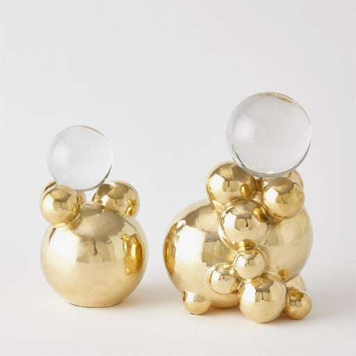 Global Views Bubble Orb Holder - Brass with Crystal