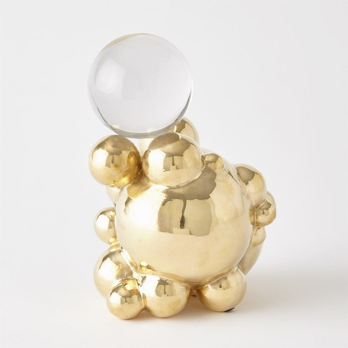 Global Views Bubble Orb Holder - Brass with Crystal