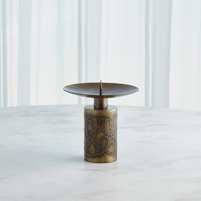 Global Views Paten Candle Holder - Antique Brass