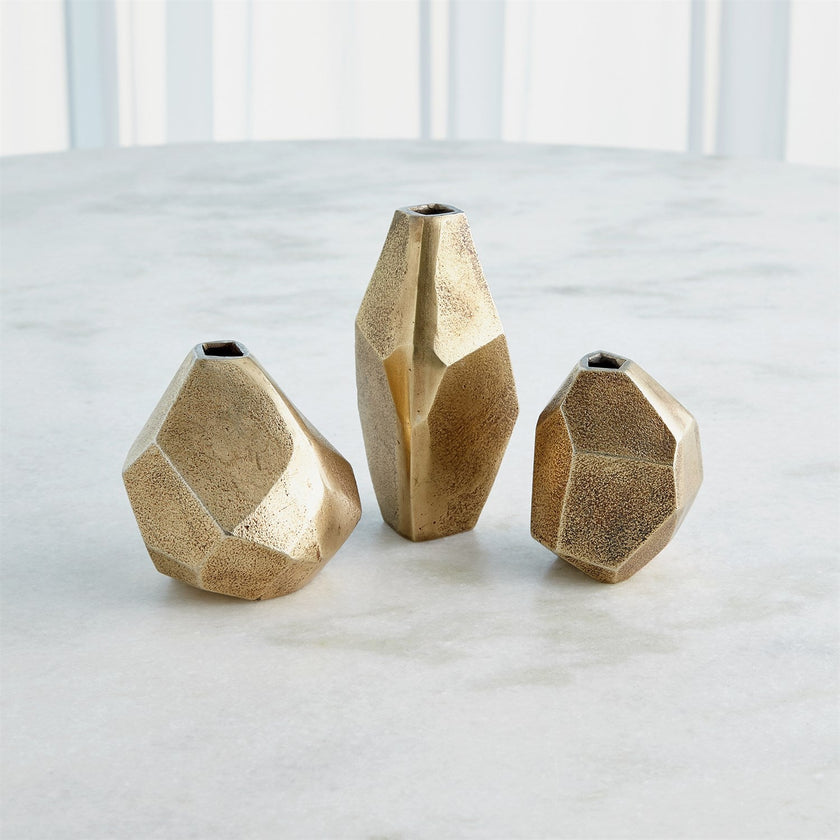 Global Views S Geo Vases - Antique Brass