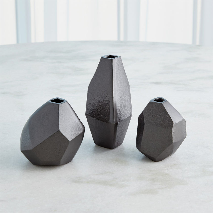 Global Views S Geo Vases - Black Nickel