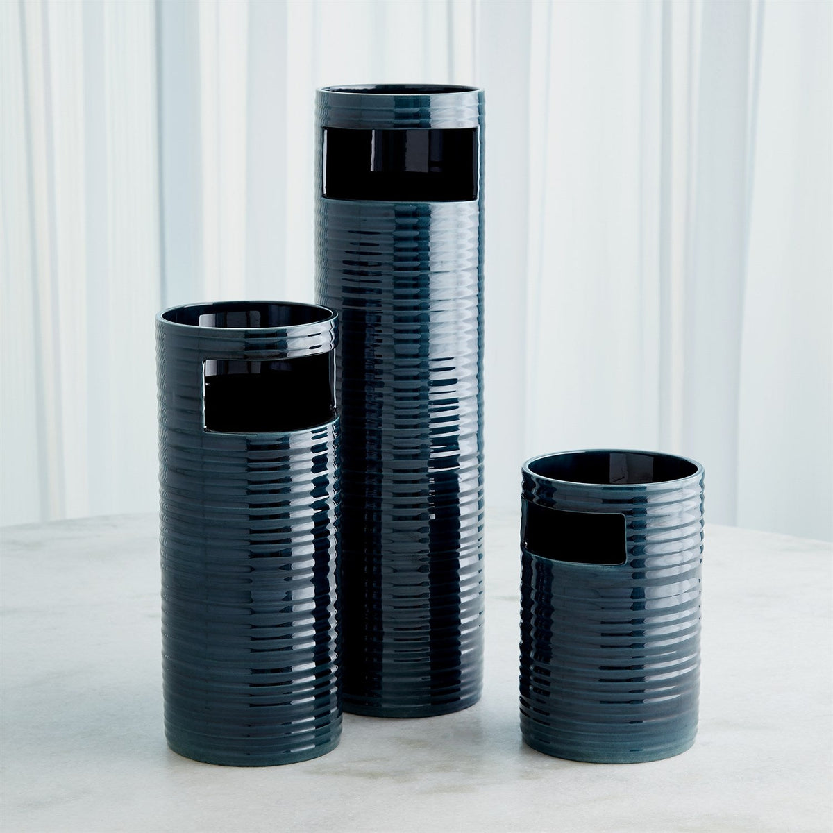 Global Views Cut Out Vase - Dark Blue
