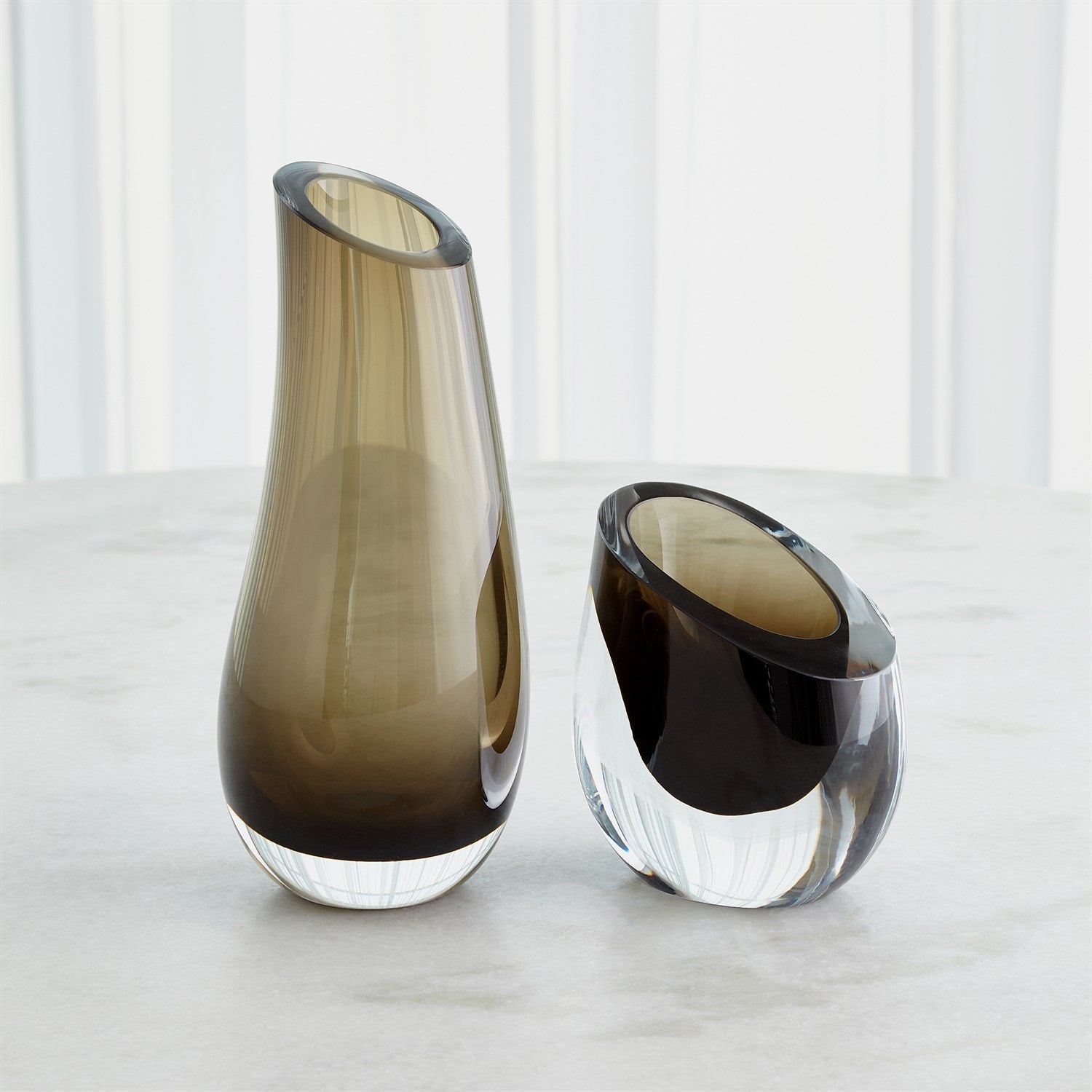 Global Views Slant Vase - Smoke