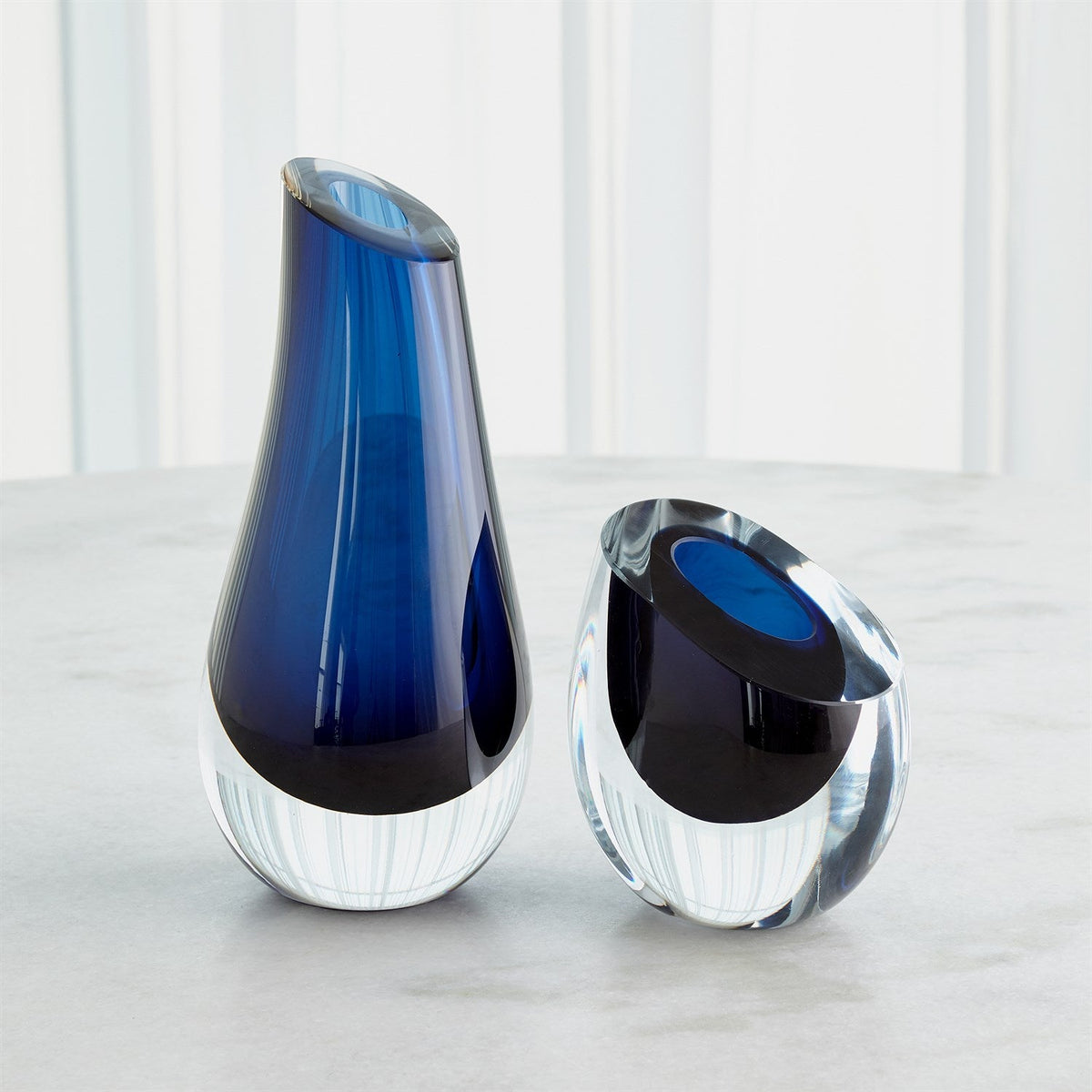 Global Views Slant Vase - Blue