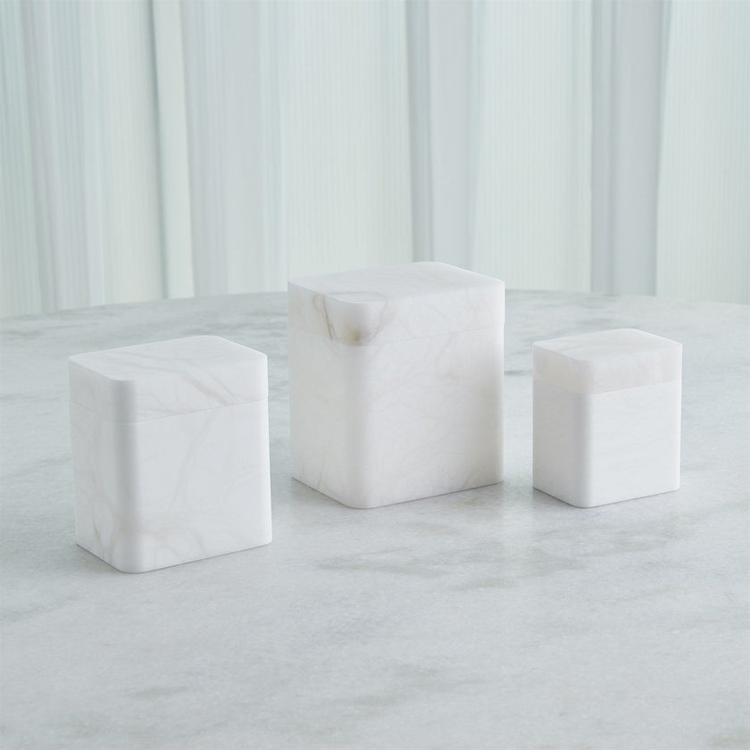 Global Views Raggio Alabaster Box - White