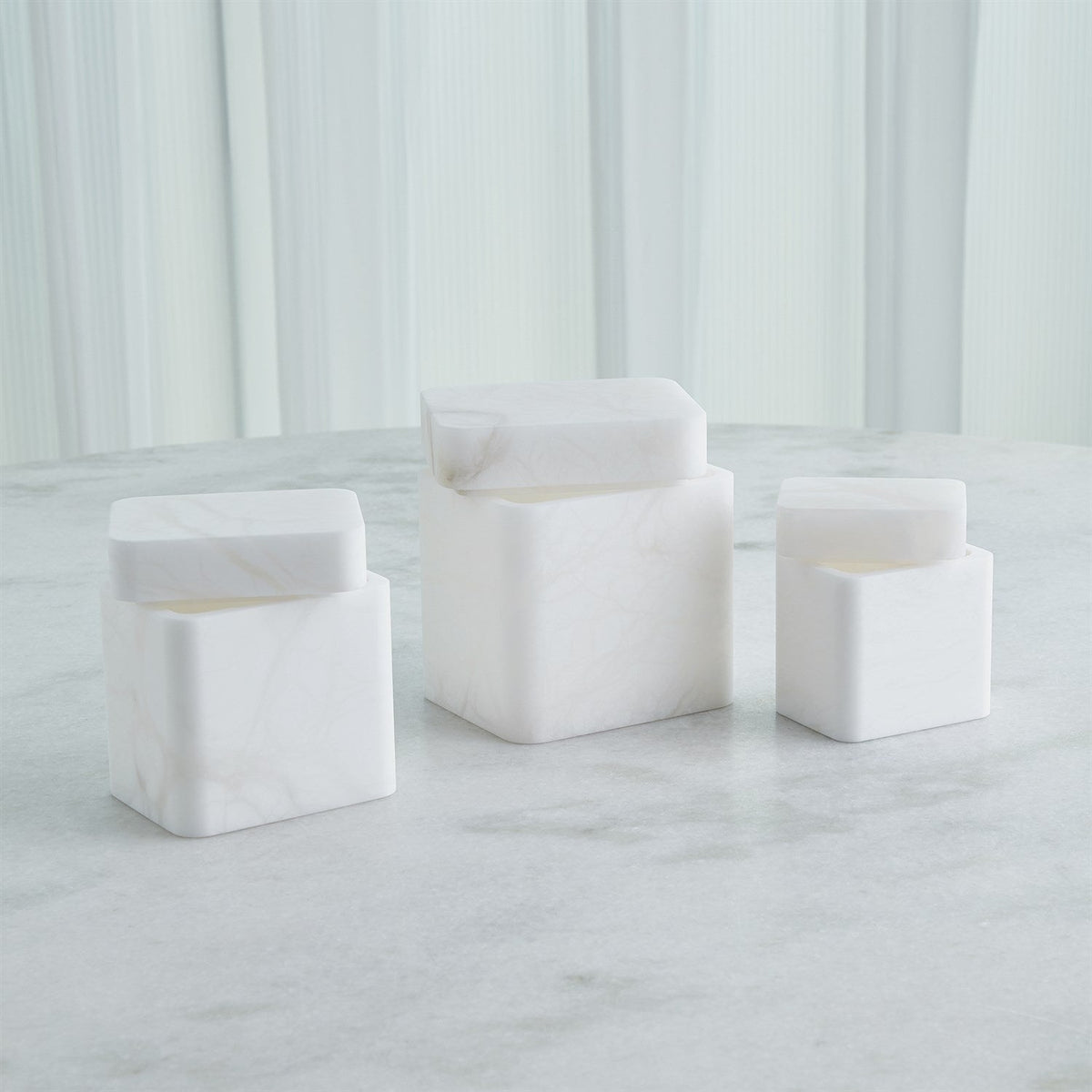 Global Views Raggio Alabaster Box - White