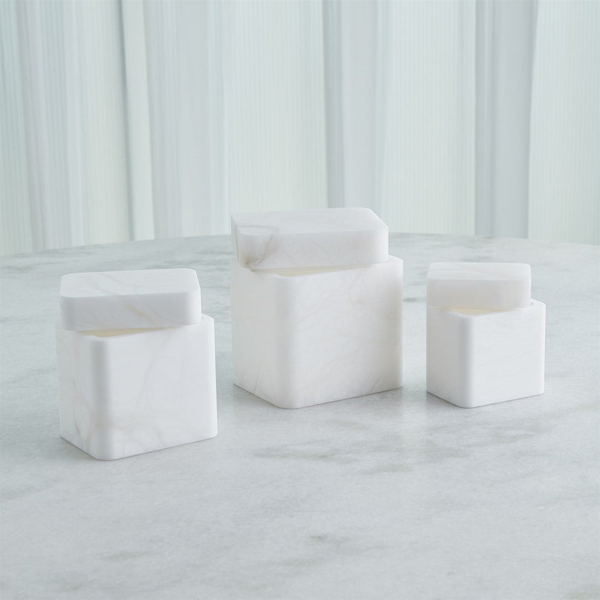 Global Views Raggio Alabaster Box - White