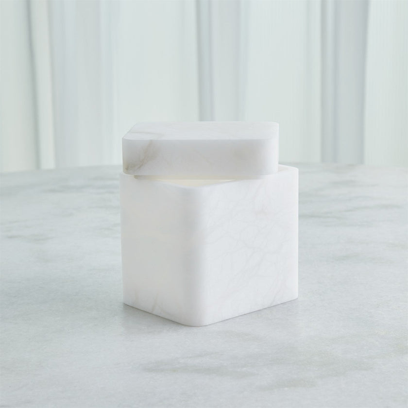 Global Views Raggio Alabaster Box - White
