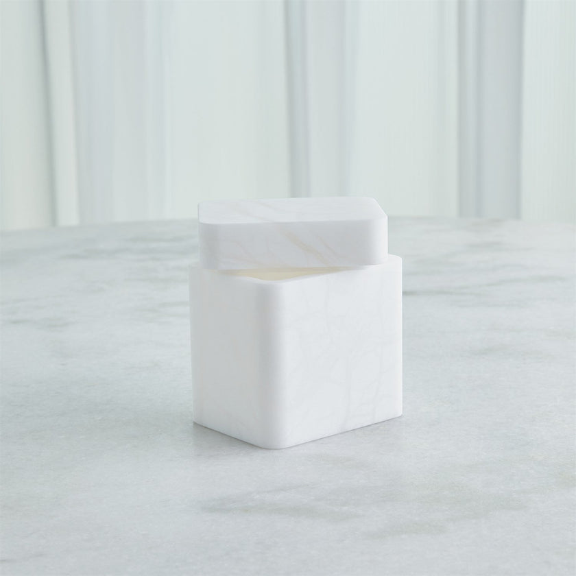 Global Views Raggio Alabaster Box - White