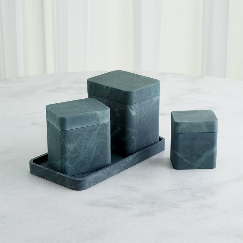 Global Views Raggio Alabaster Box - Black/Green