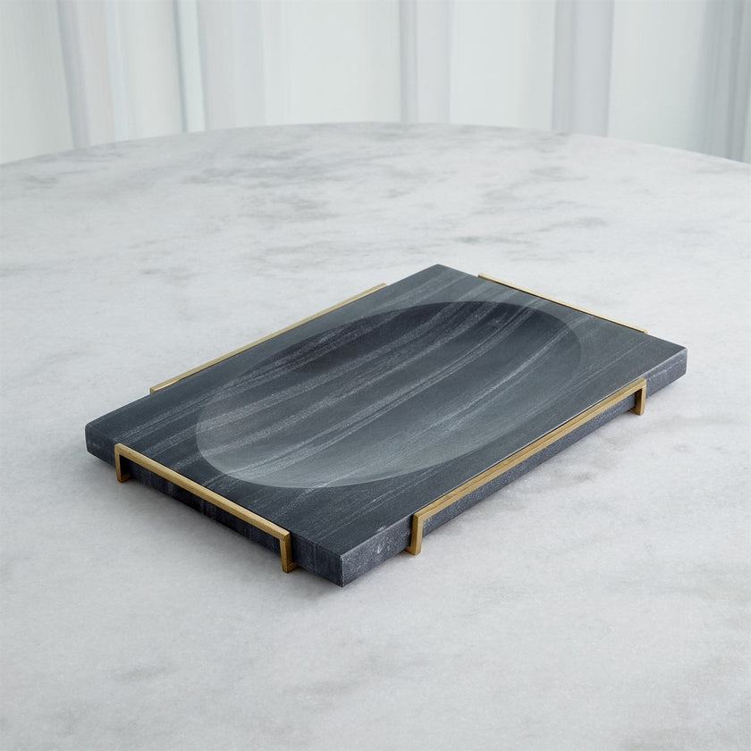 Global Views Overture Tray - Black Marble
