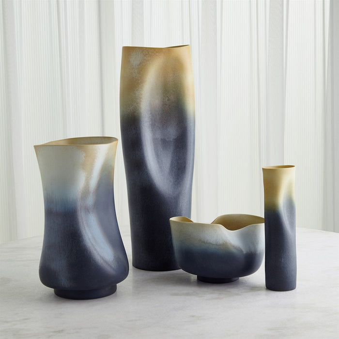 Global Views Indent Vase & Bowl - Grey Yellow