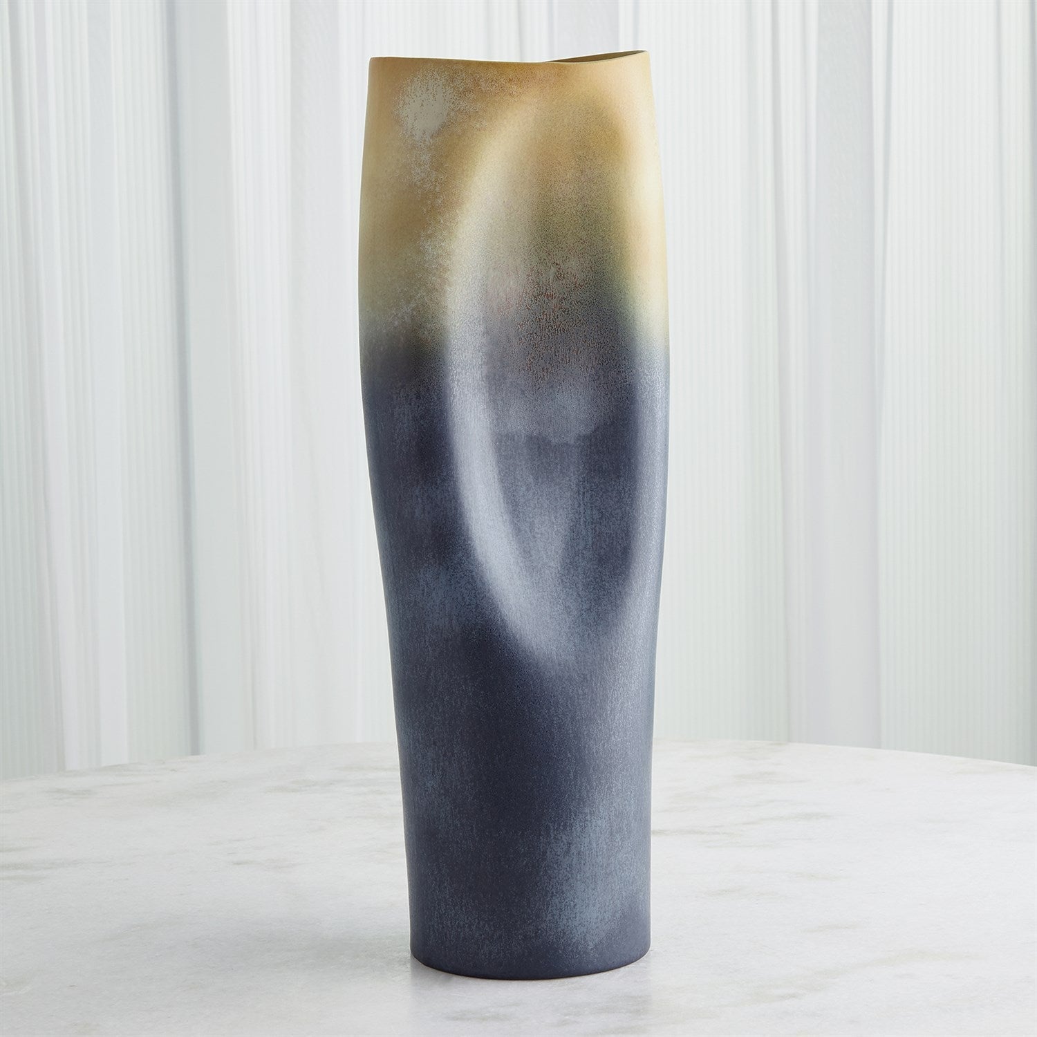 Global Views Indent Vase & Bowl - Grey Yellow