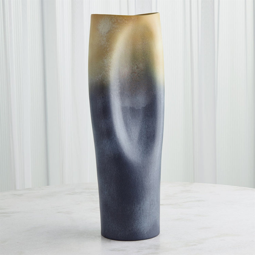 Global Views Indent Vase & Bowl - Grey Yellow