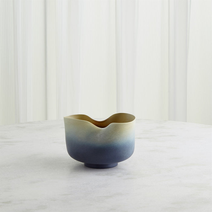 Global Views Indent Vase & Bowl - Grey Yellow