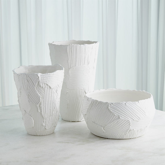 Global Views Chip Bowl & Vases - Matte White