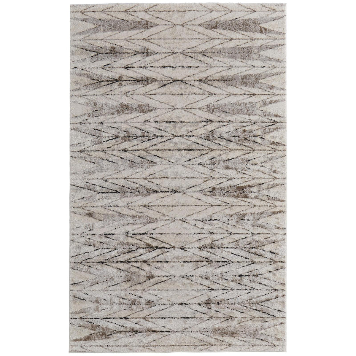 Feizy Vancouver 39NTF Modern Geometric Rug in Ivory/Tan/Brown