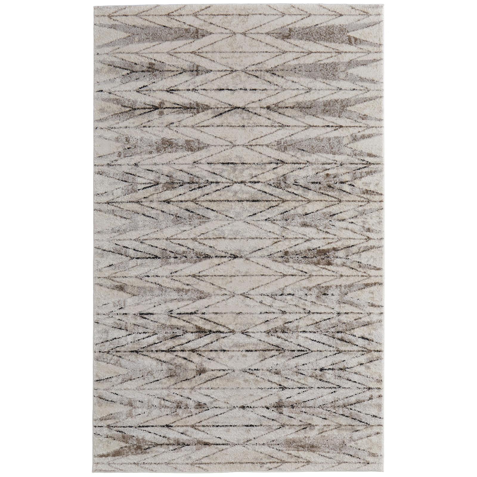 Feizy Vancouver 39NTF Modern Geometric Rug in Ivory/Tan/Brown