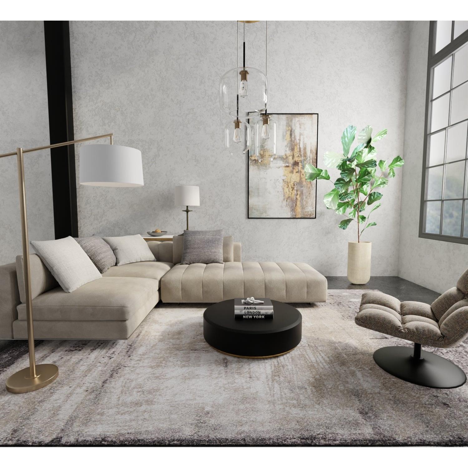 Feizy Skyview 39QAF Modern Abstract Rug in Gray/Ivory/Taupe