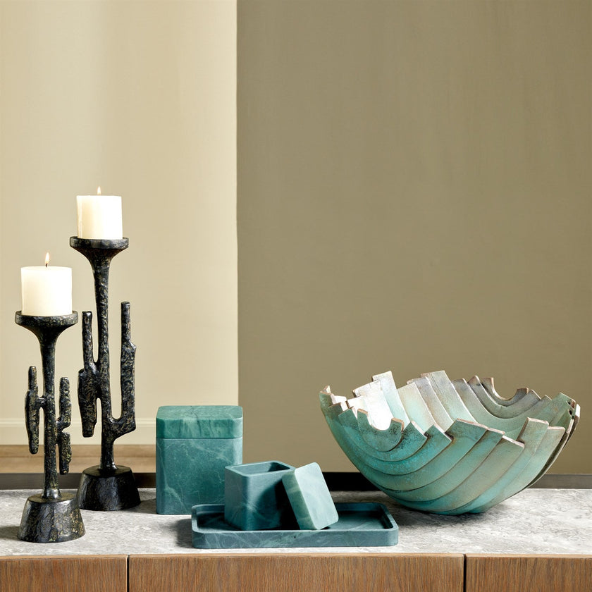 Global Views Raggio Alabaster Box - Black/Green