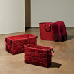 Global Views Soft Woven Leather Basket - Deep Red