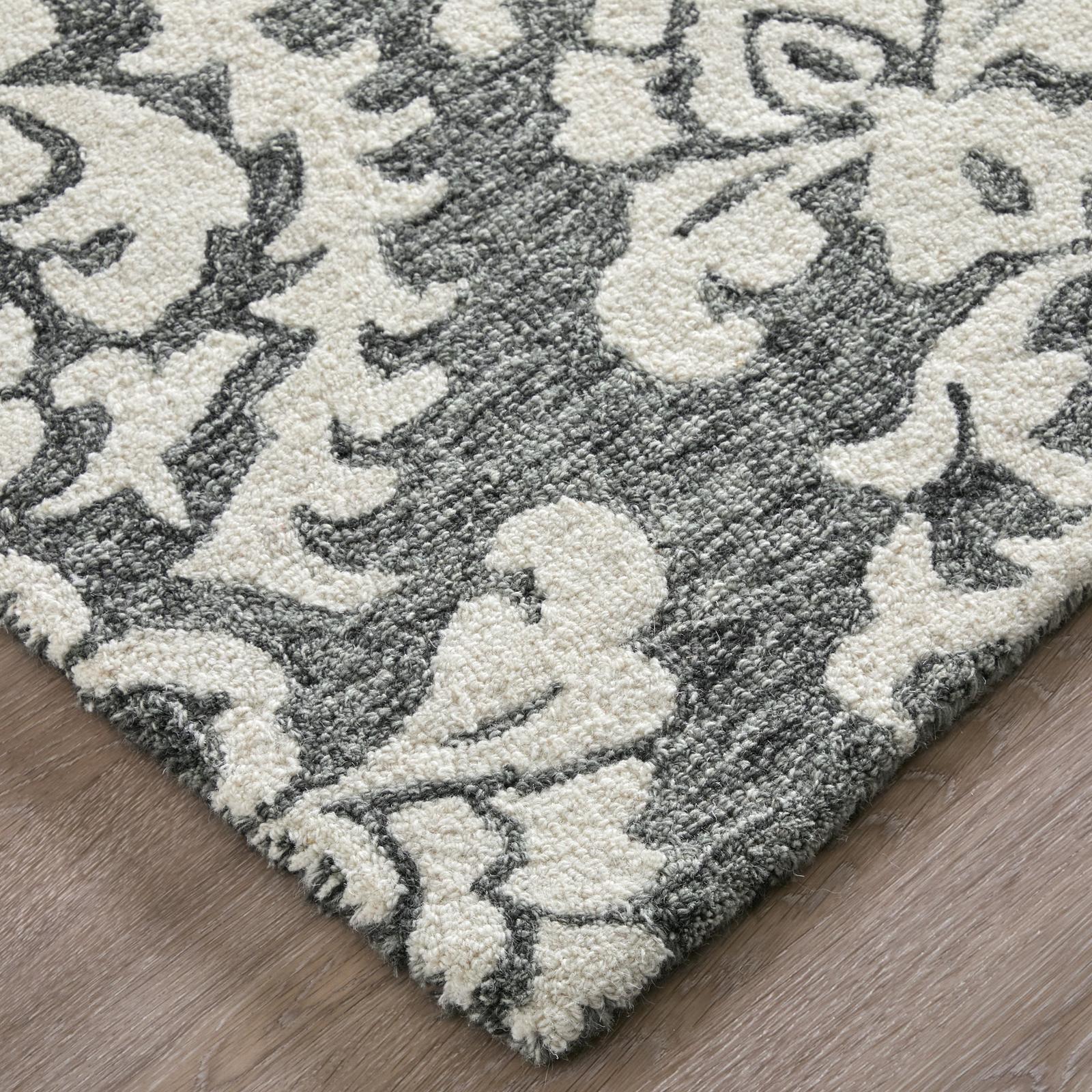 Feizy Belfort 8A26F Traditional Floral & Botanical Rug in Gray/Ivory/Black