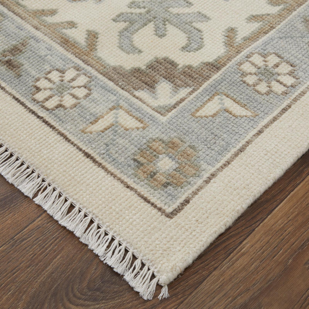 Feizy Karina 69G5F Transitional Floral & Botanical Rug in Ivory/Gray/Brown