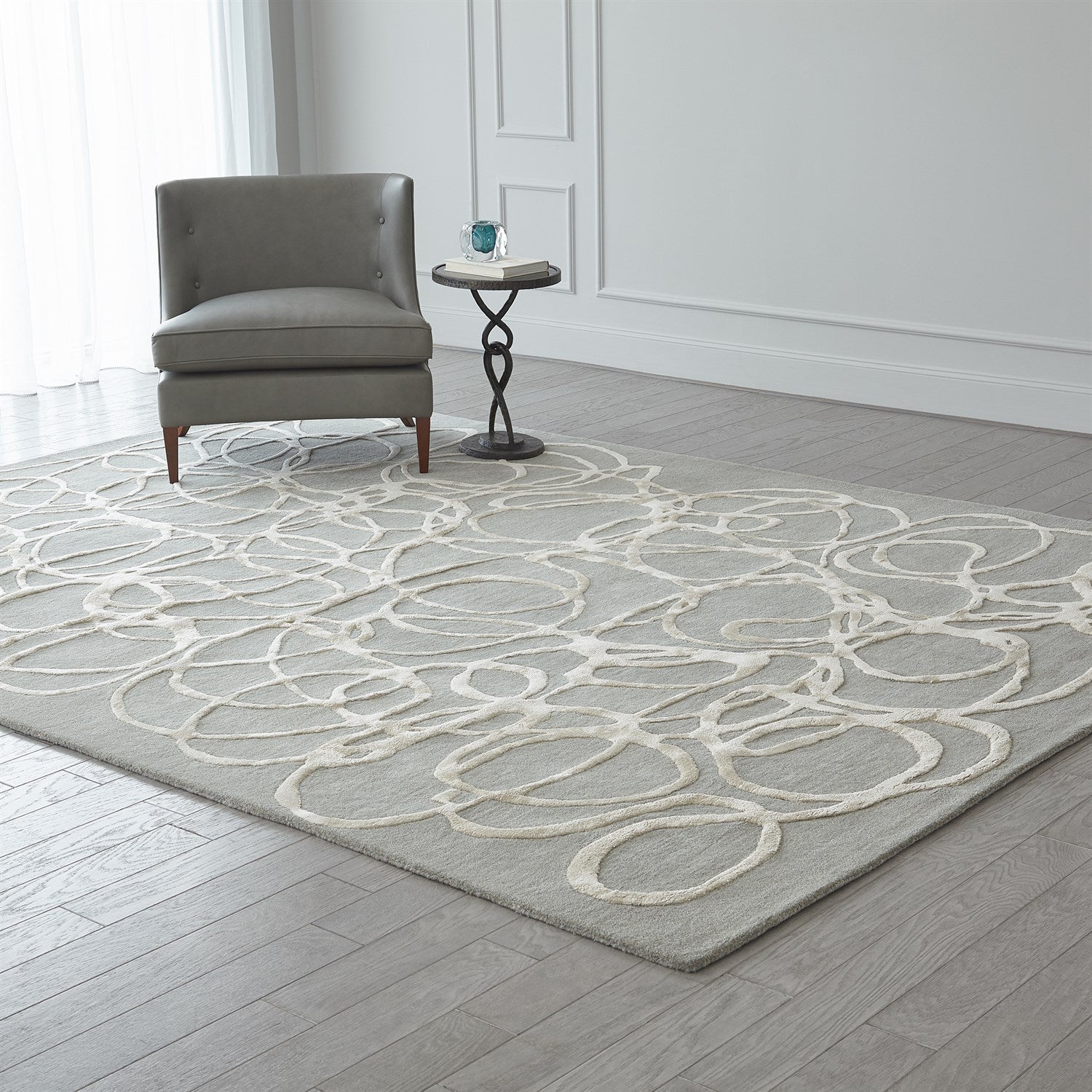 Global Views Scribble Rug - Grey/Ivory